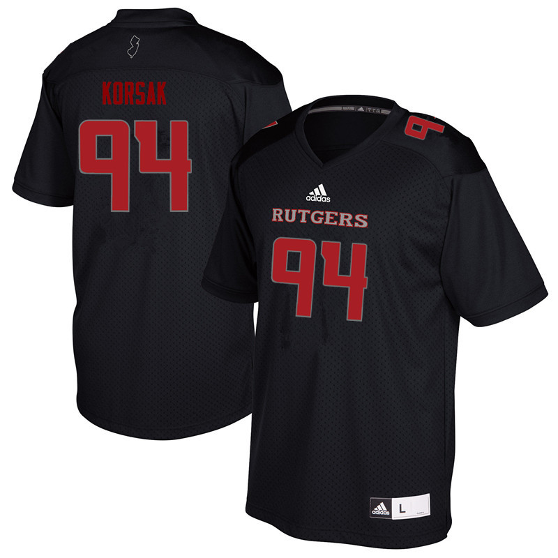 Men #94 Adam Korsak Rutgers Scarlet Knights College Football Jerseys Sale-Black - Click Image to Close